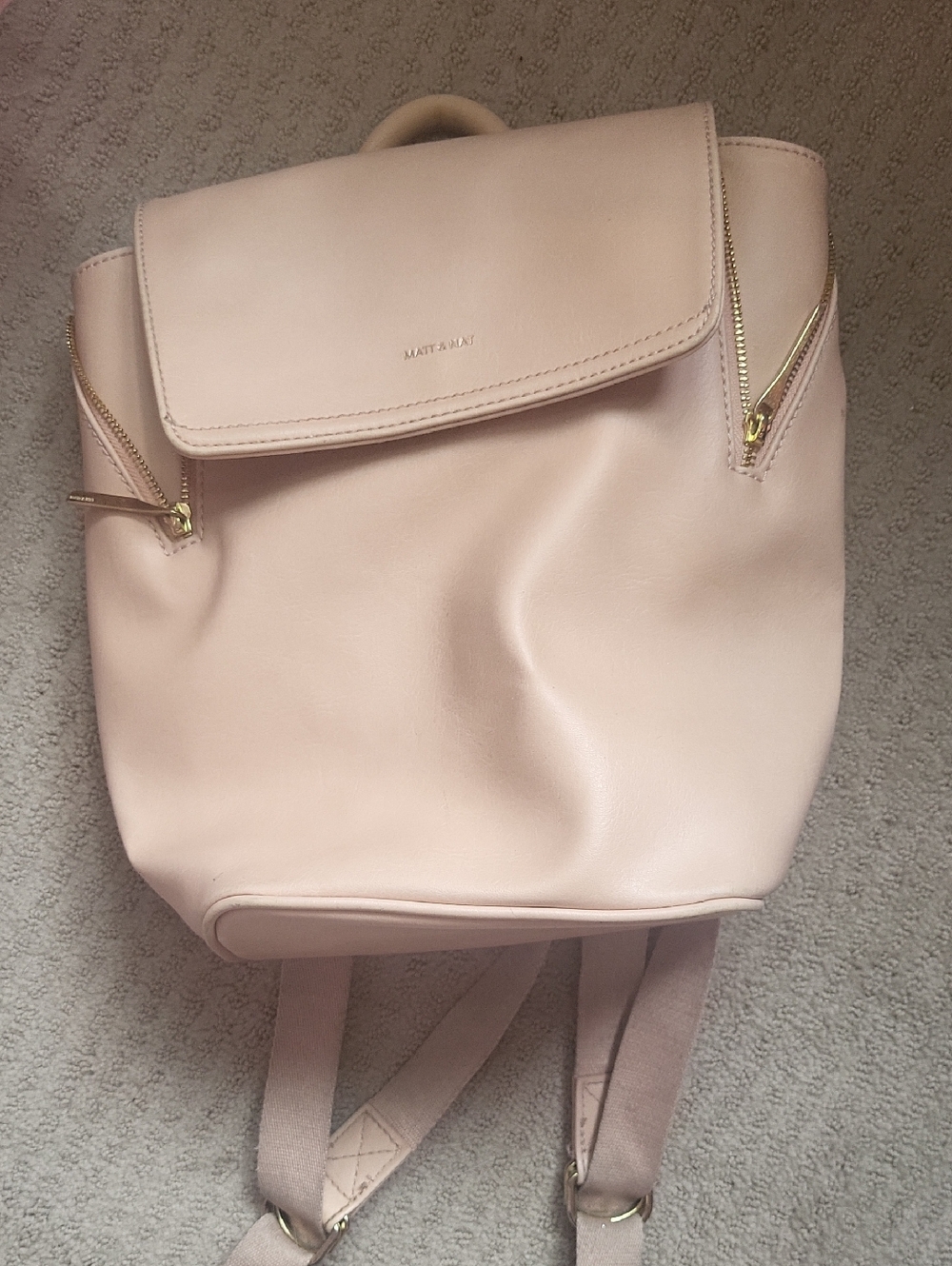 Matt & Nat Pale Blush Pink Vegan Leather Backpack with Gold Accents